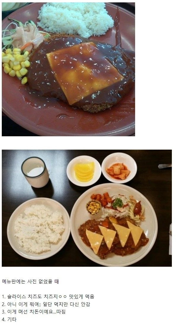 치즈 돈까스를 시켰는데 이렇게 나옴