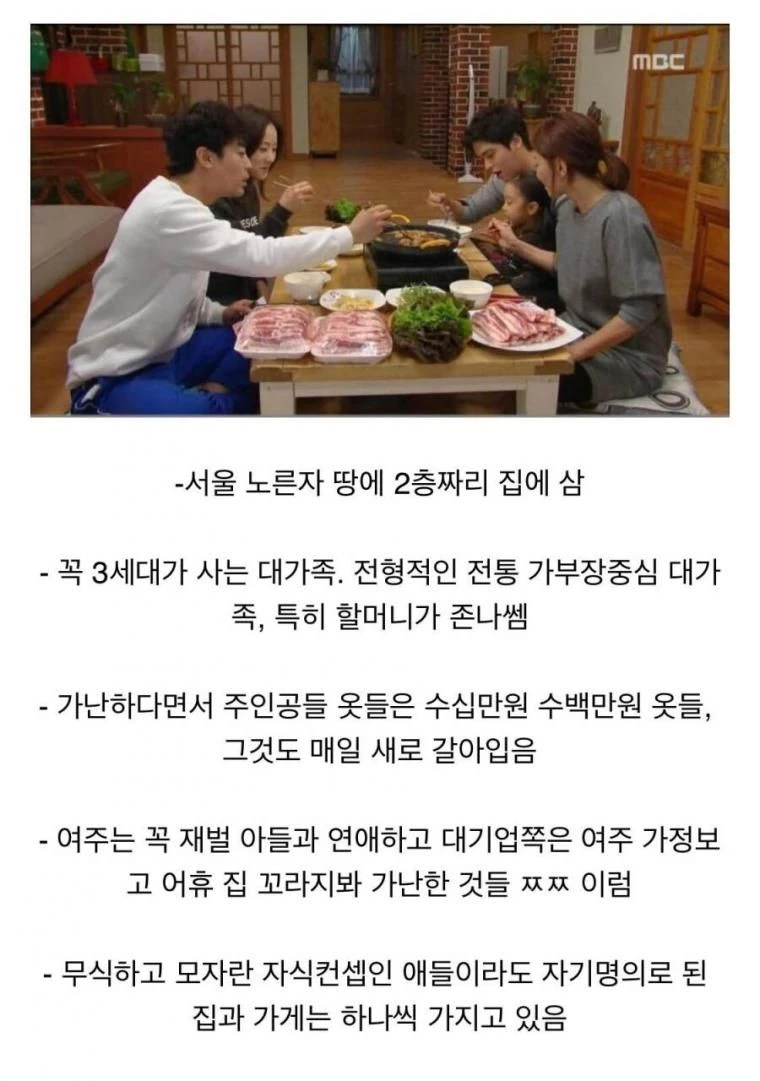 우리나라 드라마 속 서민 특징