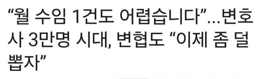 변호사 3만명 시대 월 1건 수임도 어렵습니다