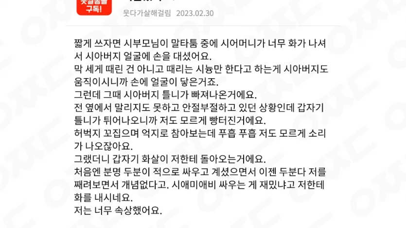 시부모님 싸우는데
