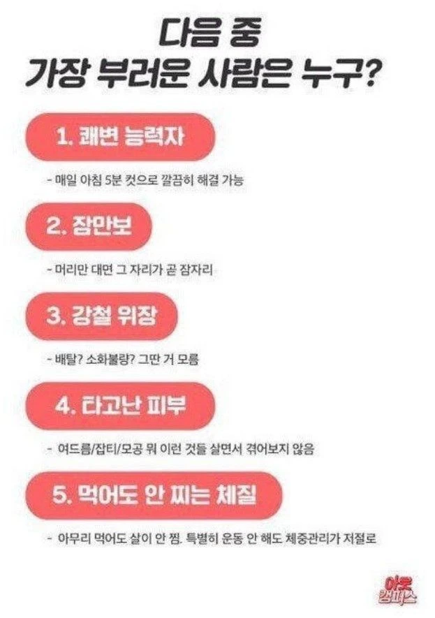 가장 부러운 사람은 누구?