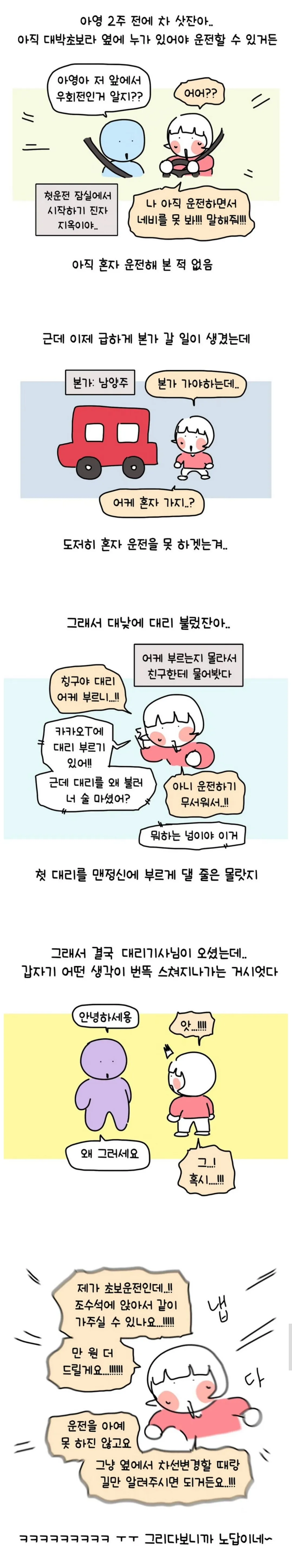 초보운전 대낮에 맨정신으로 대리 부른 썰