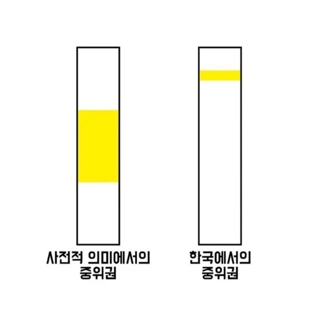 사전적 의미 중위권 VS 인터넷 중위권