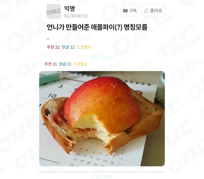 언니가 만들어준 애플파이? 과육이 너무 생생함.