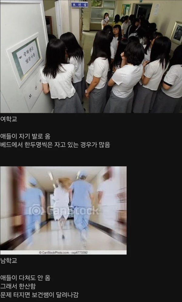 여학교 남학교 보건쌤 차이