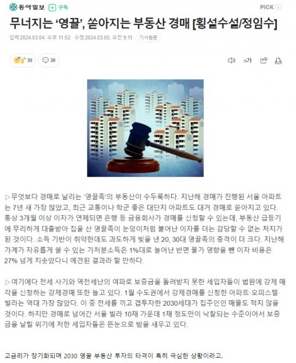 무너지는 MZ세대 영끌.. 쏟아지는 부동산 경매