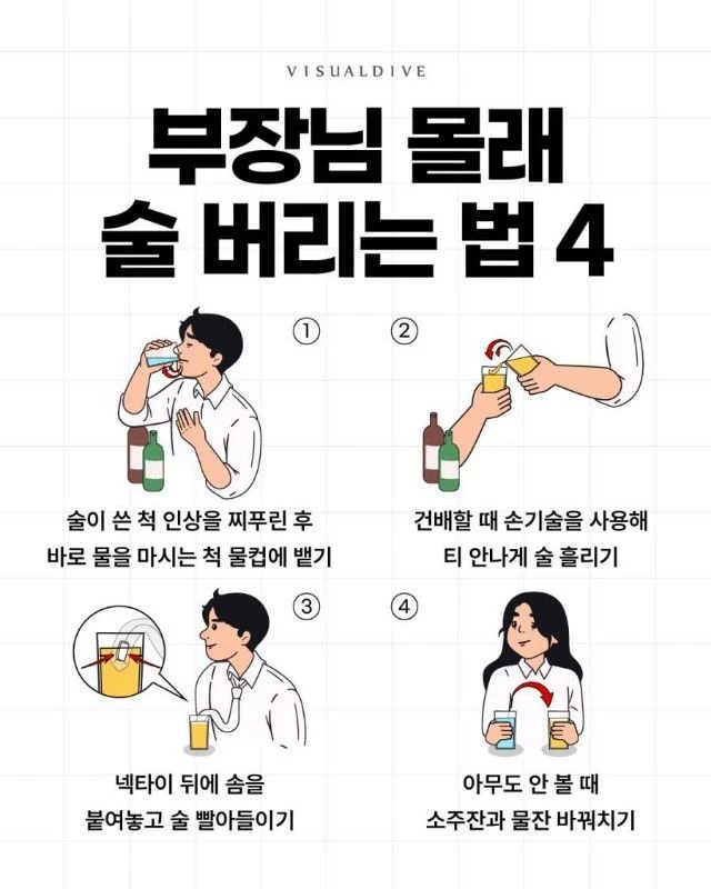 회식 때 부장님 몰래 술 버리는 법