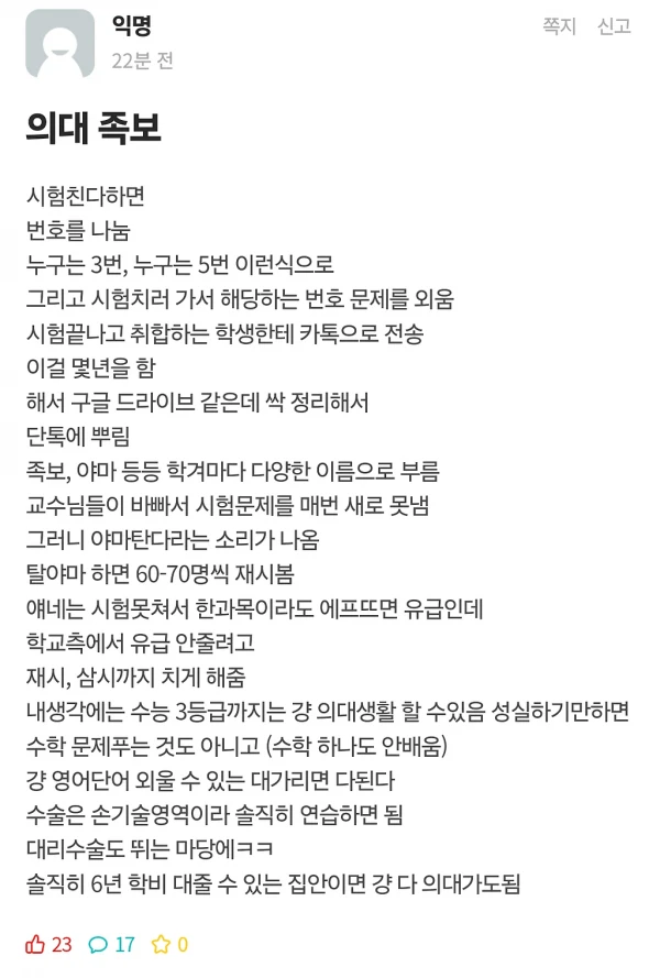 의대 족보문화 폭로