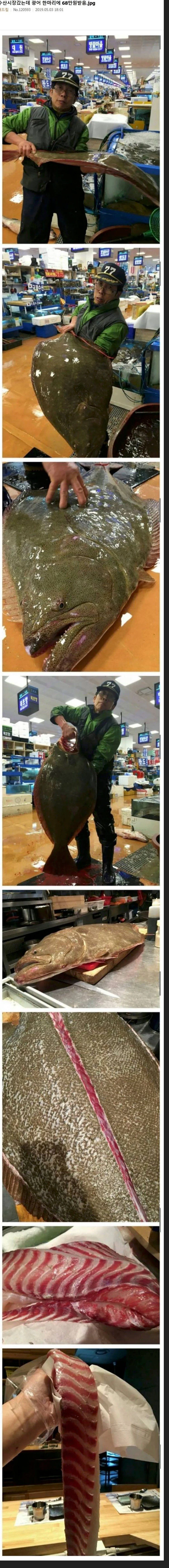수산시장에서 광어 한마리 68만원 받음 ㄷㄷㄷ