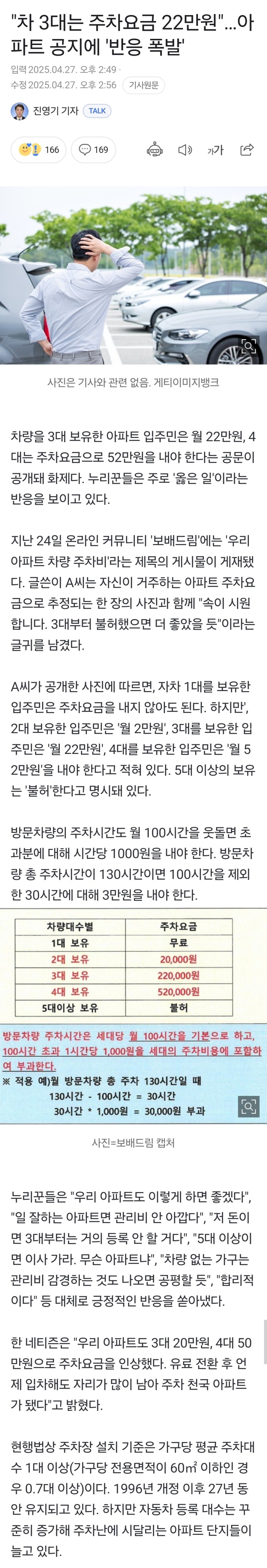 "차 3대는 주차요금 22만원"…아파트 공지에 '반응 폭발'