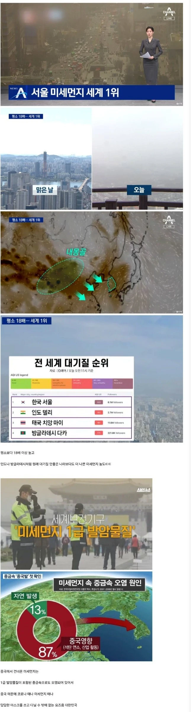 오늘자 서울이 세계 1위 달성한 거